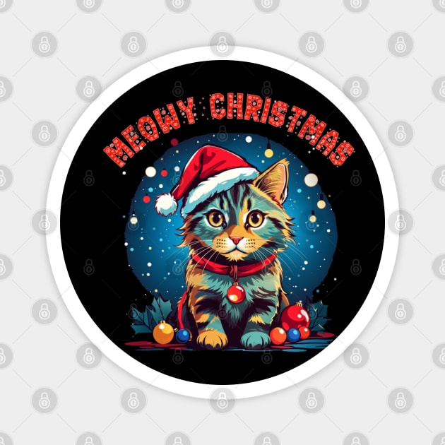 meowy catmas christmas cat Magnet by sukhendu.12